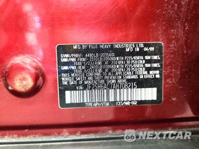 Zdjęcie 13 z 13 samochodu: 2010 SUBARU FORESTER 2.5X VIN:JF2SH6AC7AH708215 - miniatura