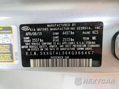 Zdjęcie 13 z 13 samochodu: 2019 KIA OPTIMA LX VIN:5XXGT4L36KG366467 - miniatura