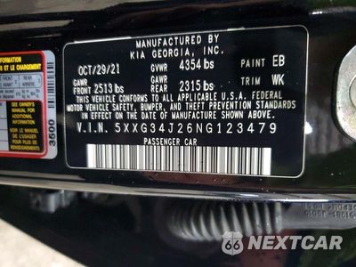 Zdjęcie 12 z 12 samochodu: 2022 KIA K5 EX VIN:5XXG34J26NG123479 - miniatura