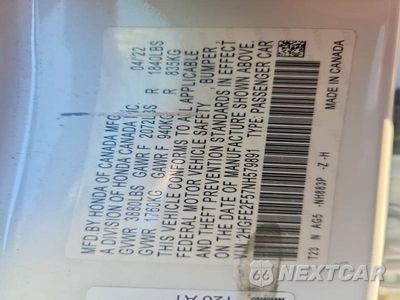 Zdjęcie 12 z 12 samochodu: 2022 HONDA CIVIC SPORT VIN:2HGFE2F57NH579891 - miniatura