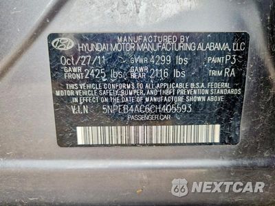 Zdjęcie 12 z 12 samochodu: 2012 HYUNDAI SONATA GLS VIN:5NPEB4AC6CH405593 - miniatura