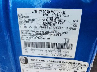 Zdjęcie 12 z 12 samochodu: 2012 FORD F150 SUPERCREW VIN:1FTFW1CF7CFA47266 - miniatura