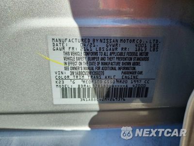 Zdjęcie 12 z 12 samochodu: 2021 NISSAN SENTRA SV VIN:3N1AB8CV2MY269376 - miniatura