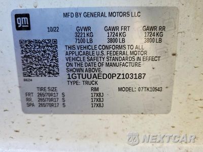 Zdjęcie 13 z 13 samochodu: 2023 GMC SIERRA K1500 VIN:1GTUUAED0PZ103187 - miniatura