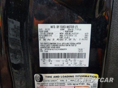 Zdjęcie 12 z 12 samochodu: 2012 FORD F150 SUPERCREW VIN:1FTFW1ETXCFA56059 - miniatura