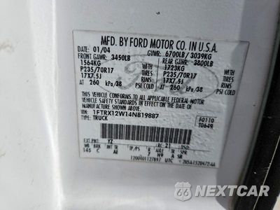 Zdjęcie 12 z 12 samochodu: 2004 FORD F150 VIN:1FTRX12W14NB19887 - miniatura