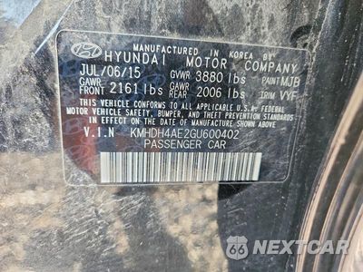 Zdjęcie 12 z 12 samochodu: 2016 HYUNDAI ELANTRA VALUE EDITION VIN:KMHDH4AE2GU600402 - miniatura