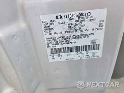 Zdjęcie 12 z 12 samochodu: 2006 FORD F150 VIN:1FTRF12266NA78109 - miniatura