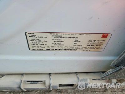 Zdjęcie 12 z 12 samochodu: 2016 TESLA MODEL X VIN:5YJXCBE49GF016562 - miniatura