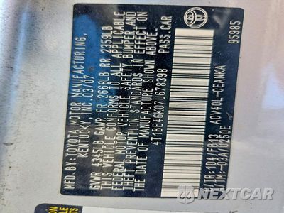 Zdjęcie 12 z 12 samochodu: 2007 TOYOTA CAMRY LE VIN:4T1BE46K07U678398 - miniatura