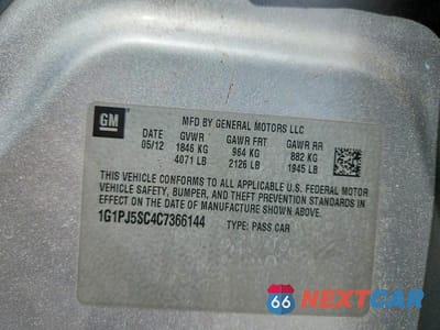 Zdjęcie 12 z 12 samochodu: 2012 CHEVROLET CRUZE ECO VIN:1G1PJ5SC4C7366144 - miniatura
