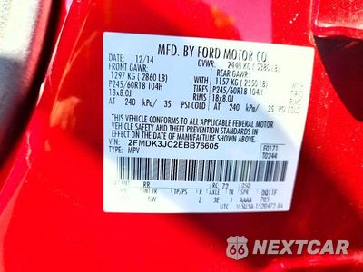 Zdjęcie 12 z 12 samochodu: 2014 FORD EDGE SEL VIN:2FMDK3JC2EBB76605 - miniatura