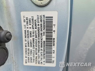 Zdjęcie 12 z 12 samochodu: 2012 HONDA CIVIC EX VIN:19XFB2F88CE002698 - miniatura