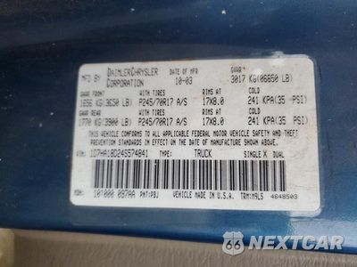 Zdjęcie 12 z 12 samochodu: 2004 DODGE RAM 1500 ST VIN:1D7HA18D24S574841 - miniatura