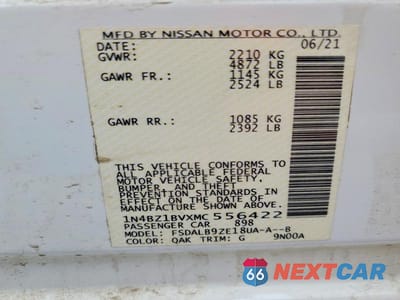 Zdjęcie 12 z 12 samochodu: 2021 NISSAN LEAF S PLUS VIN:1N4BZ1BVXMC556422 - miniatura