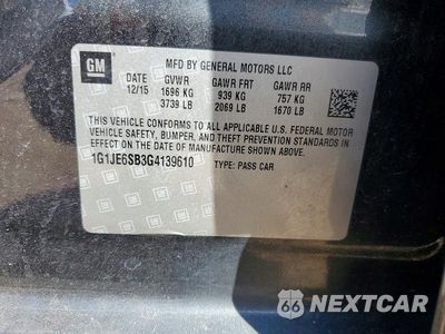 Zdjęcie 12 z 12 samochodu: 2016 CHEVROLET SONIC LTZ VIN:1G1JE6SB3G4139610 - miniatura