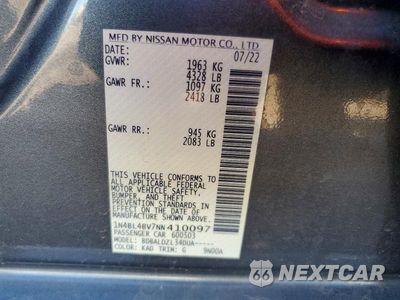 Zdjęcie 13 z 13 samochodu: 2022 NISSAN ALTIMA S VIN:1N4BL4BV7NN410097 - miniatura