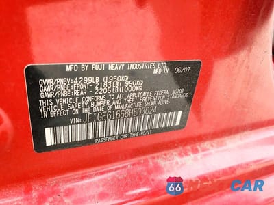 Zdjęcie 12 z 12 samochodu: 2008 SUBARU IMPREZA 2.5I VIN:JF1GE61668H503024 - miniatura