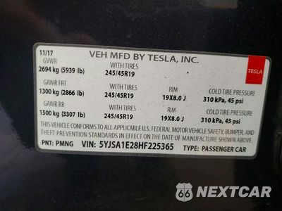 Zdjęcie 12 z 12 samochodu: 2017 TESLA MODEL S VIN:5YJSA1E28HF225365 - miniatura