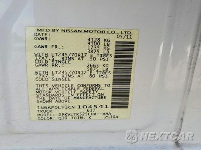 Zdjęcie 13 z 13 samochodu: 2012 NISSAN NV 2500 HD S VIN:1N6AF0LY3CN104541 - miniatura