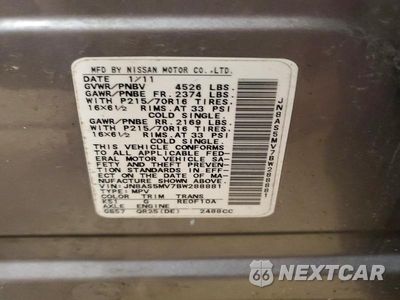 Zdjęcie 13 z 13 samochodu: 2011 NISSAN ROGUE S VIN:JN8AS5MV7BW288881 - miniatura