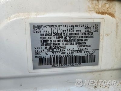 Zdjęcie 12 z 12 samochodu: 2022 NISSAN SENTRA SV VIN:3N1AB8CV5NY304638 - miniatura