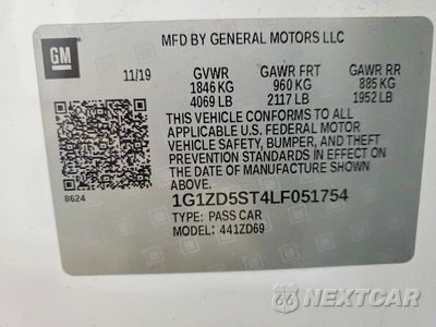 Zdjęcie 12 z 12 samochodu: 2020 CHEVROLET MALIBU LT VIN:1G1ZD5ST4LF051754 - miniatura