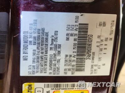 Zdjęcie 12 z 12 samochodu: 2017 FORD FUSION SE VIN:3FA6P0HDXHR102453 - miniatura