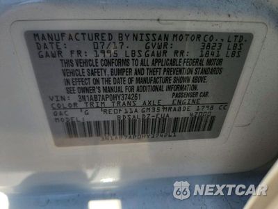 Zdjęcie 12 z 12 samochodu: 2017 NISSAN SENTRA SV VIN:3N1AB7AP0HY374261 - miniatura