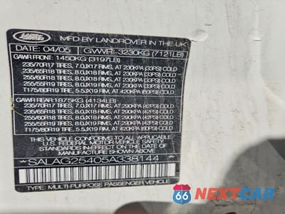 Zdjęcie 12 z 12 samochodu: 2005 LAND ROVER LR3 HSE VIN:SALAG25405A338144 - miniatura