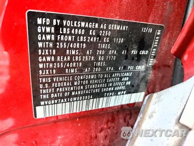Zdjęcie 13 z 13 samochodu: 2016 VOLKSWAGEN TIGUAN S VIN:WVGBV7AX1GW063934 - miniatura