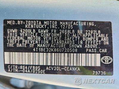 Zdjęcie 13 z 13 samochodu: 2006 TOYOTA CAMRY LE VIN:4T1BE32K86U720508 - miniatura