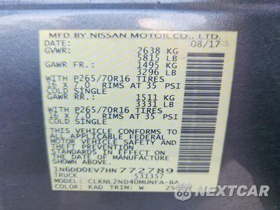 Zdjęcie 12 z 12 samochodu: 2017 NISSAN FRONTIER SV VIN:1N6DD0EV7HN772789 - miniatura