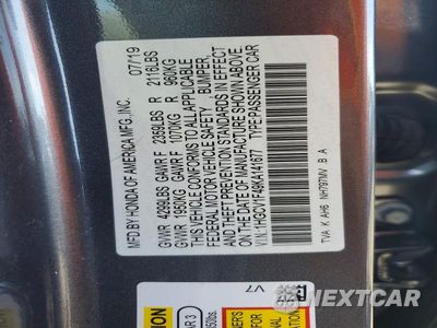 Zdjęcie 12 z 12 samochodu: 2019 HONDA ACCORD EX VIN:1HGCV1F49KA141677 - miniatura