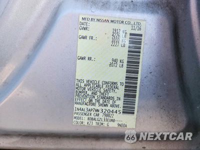 Zdjęcie 12 z 12 samochodu: 2017 NISSAN ALTIMA 2.5 S VIN:1N4AL3AP7HN320445 - miniatura