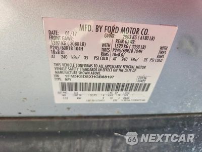 Zdjęcie 14 z 14 samochodu: 2017 FORD EXPLORER XLT VIN:1FM5K8D8XHGB88197 - miniatura