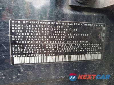 Zdjęcie 14 z 14 samochodu: 2019 VOLKSWAGEN TIGUAN SE VIN:3VV2B7AXXKM051644 - miniatura