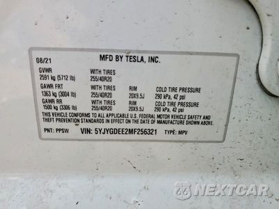 Zdjęcie 12 z 12 samochodu: 2021 TESLA MODEL Y VIN:5YJYGDEE2MF256321 - miniatura
