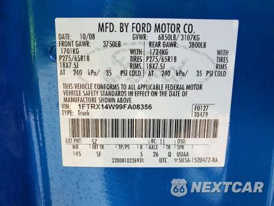 Zdjęcie 12 z 12 samochodu: 2009 FORD F150 SUPER CAB VIN:1FTRX14W99FA08356 - miniatura