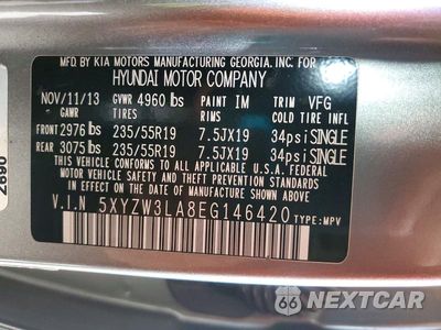 Zdjęcie 12 z 12 samochodu: 2014 HYUNDAI SANTA FE SPORT 2.0T VIN:5XYZW3LA8EG146420 - miniatura