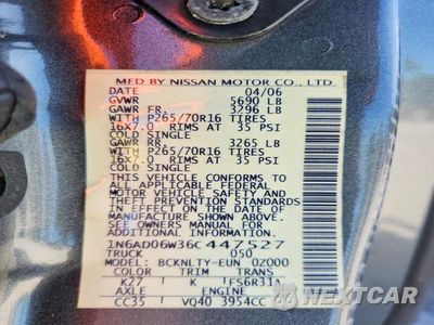Zdjęcie 12 z 12 samochodu: 2006 NISSAN FRONTIER SE VIN:1N6AD06W36C447527 - miniatura