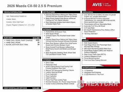 Zdjęcie 12 z 13 samochodu: 2026 MAZDA CX-50 PREMIUM VIN:7MMVABDL0TN455134 - miniatura