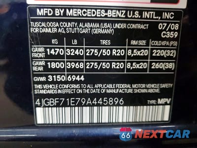 Zdjęcie 13 z 13 samochodu: 2009 MERCEDES-BENZ GL 450 4MATIC VIN:4JGBF71E79A445896 - miniatura