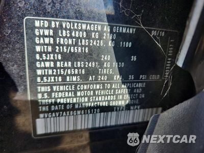 Zdjęcie 13 z 13 samochodu: 2016 VOLKSWAGEN TIGUAN S VIN:WVGAV7AX8GW615120 - miniatura