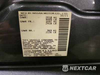 Zdjęcie 13 z 13 samochodu: 2021 NISSAN ALTIMA SV VIN:1N4BL4DW8MN413580 - miniatura