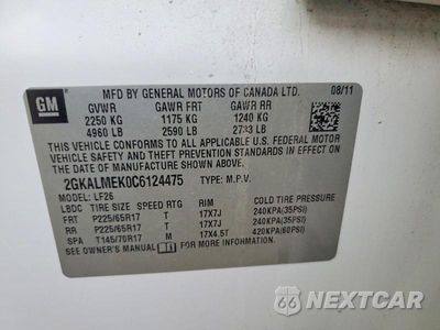 Zdjęcie 13 z 13 samochodu: 2012 GMC TERRAIN SLE VIN:2GKALMEK0C6124475 - miniatura