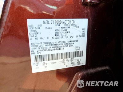 Zdjęcie 12 z 12 samochodu: 2010 FORD EDGE SEL VIN:2FMDK3JC2ABA84744 - miniatura