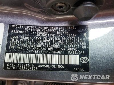 Zdjęcie 13 z 13 samochodu: 2014 TOYOTA CAMRY LE VIN:4T4BF1FK9ER396467 - miniatura