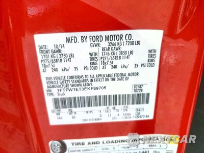 Zdjęcie 12 z 12 samochodu: 2014 FORD F150 SUPERCREW VIN:1FTFW1ET3EKF89705 - miniatura