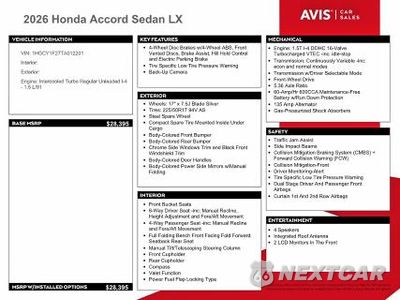 Zdjęcie 12 z 13 samochodu: 2026 HONDA ACCORD LX VIN:1HGCY1F27TA012201 - miniatura